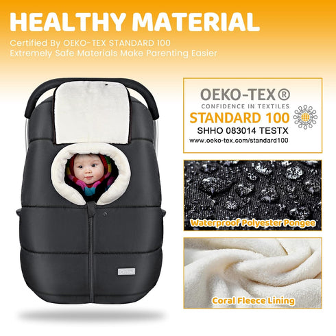 Orzbow Car Seat Cover Baby, Carseat Covers Baby for Infant Boys & Girls, Coral Fleece Winter Car Seat Cover with Collar