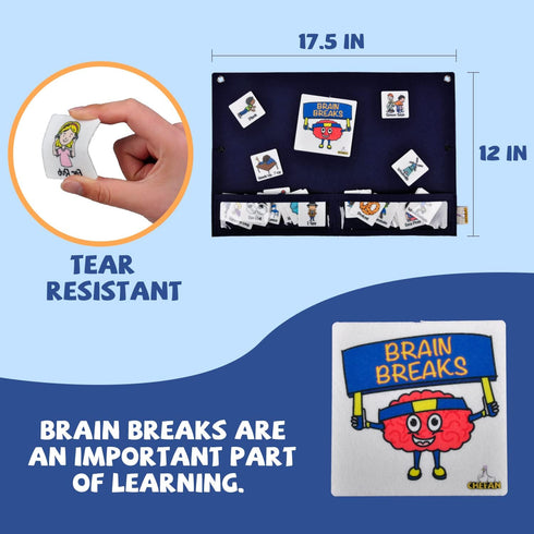 CHEFAN Classroom Brain Break Activities Board, Exercise Cards for Kids, PE Cards for Play