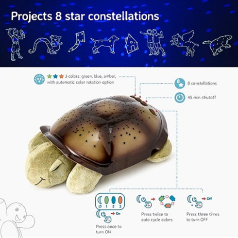 Cloud b Calming Nightlight Star Projector, Gentle Brightness, 3 Colors, 8 Constellations, Auto-Shutoff, Twilight Turtle