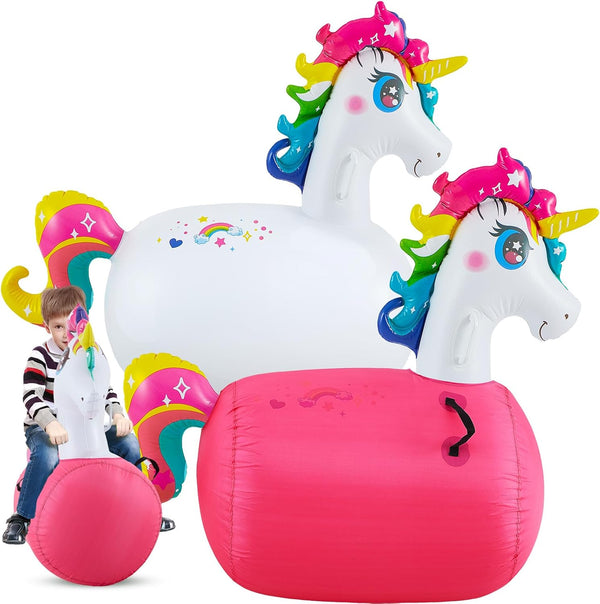 Hiboom 2 Set Bouncy Animals Hopper, Inflatable Bouncing Horse Toys for Boys and Girls, Supports Up to 250 Pounds,