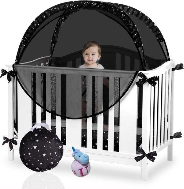 Crib Tent Safety Crib Net to Keep Baby in, Black Pop up