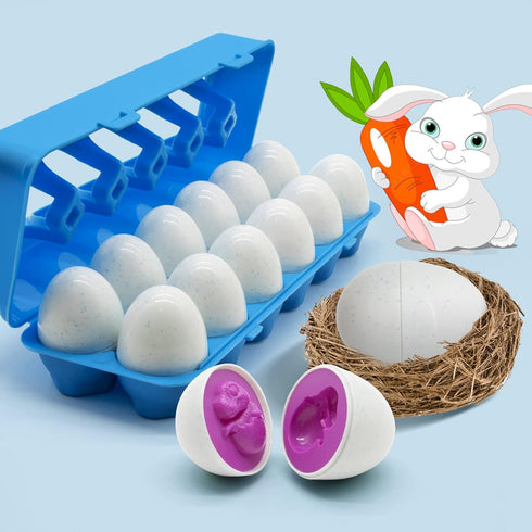 MOONTOY Dinosaur Matching Eggs for Toddlers, 12PCS Educational Learning Color & Shape Recognition Montessori Toy