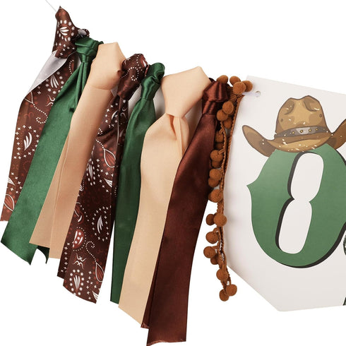 1st Western Cowboy One High Chair Banner, Cowboy Birthday Decorations High Chair Banner Pre-Assemble First Rodeo
