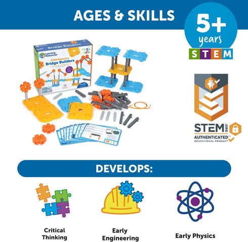 Learning Resources STEM Explorers Bridge Builders - Building Science Toys, Fine Motor Skills, Toddler Explorer Kit