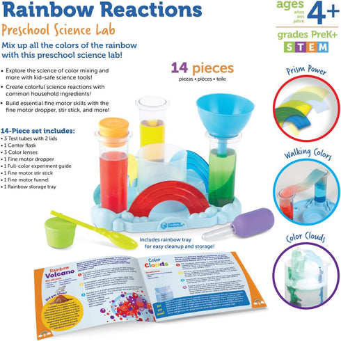 Learning Resources Rainbow Reactions, 14 Pieces, Ages 4+, Preschool Science Lab Kits for Kids