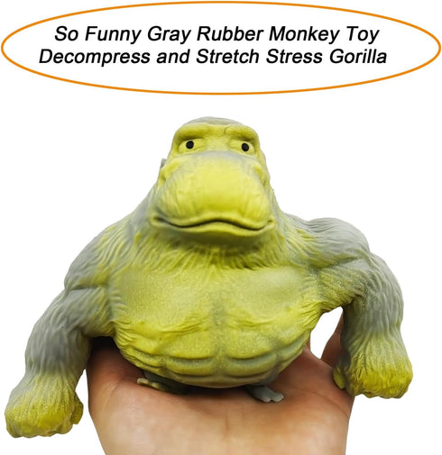 Funny Gray Rubber Monkey Toy, Decompress and Stretch Stress Gorilla, Squeeze Monkey Toy for Kids and Adults