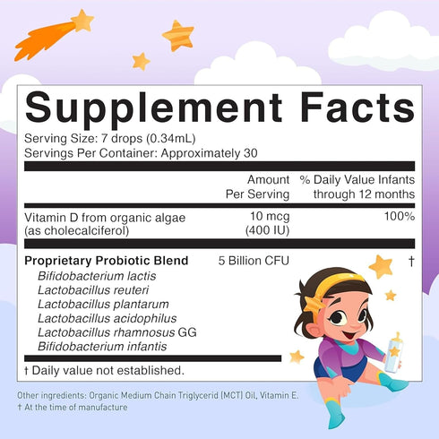 Immune (0-12 10ml LOVEBUG Baby Probiotic Drops - Organic Probiotics for Support and Baby Constipation & Colic Relief