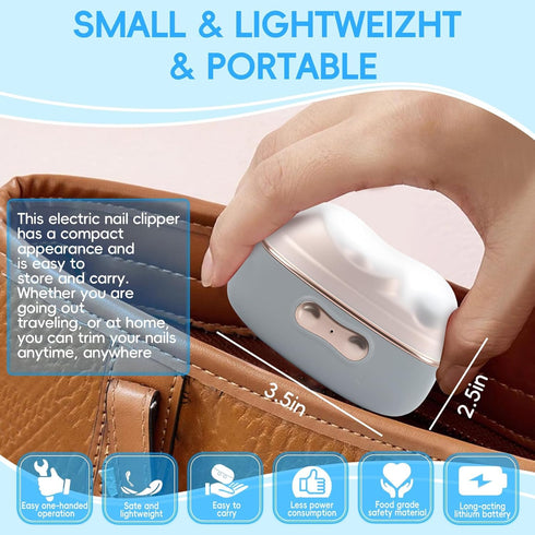 Trimmer: 3-in-1 25dB 2-Speed Electric Nail Clipper, File & Polisher with Quiet Motor, LED Light & Automatic Catcher