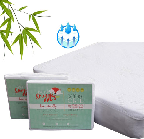 Bamboo Rayon Baby Crib Mattress Protector - Waterproof Breathable Cooling Fitted Mattress