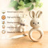 Generic Set 0-12 Organic Crochet Bunny Baby Rattle Toy - Handmade Newborn Gift with Teether & Pacifier Holder
