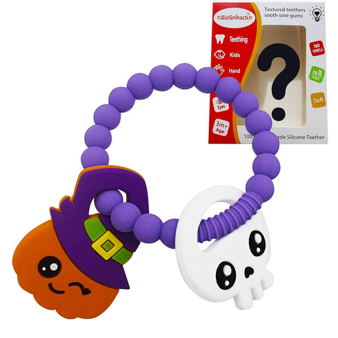 Nightmare Before Christmas Baby Toys Pumpkin Teether, Perfect Chew Toy for Teething Babies, 2pc Gift