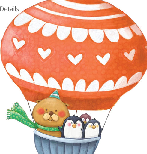 DECOWALL DA-1406B Animal Hot Air Balloons Wall Stickers, Peel and Stick Removable Decals for Kids Nursery Bedroom Décor