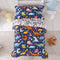 Joyreap 4 Piece Toddler Bedding Set, Standard Size Colorful Dinosaur Printed on Navy,