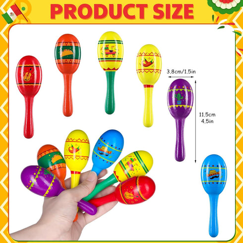 36 6 Hungdao Pcs Mini Mexican Fiesta Wooden Maracas Bulk Designs Wooden Maracas Noisemaker for Fiesta Party Favors
