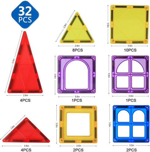 Magnetic Blocks, MAGBLOCK Magnetic Tiles for Kids - 3D Magnetic Building Blocks for Toddlers Building Blocks with Clear