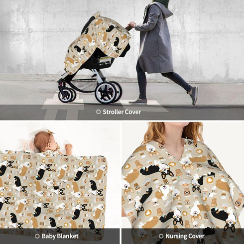 Norchzi 39x27.5 Inches Corgi Gifts for Corgi Lovers Baby Car Seat Canopy Cover Multi Use Nursing Cover for Newborn