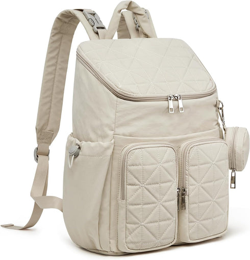 G4Free Backpack Diaper Bag for Moms Dads Travel Baby Bag with Pacifier Case & Insulated Pockets,Beige