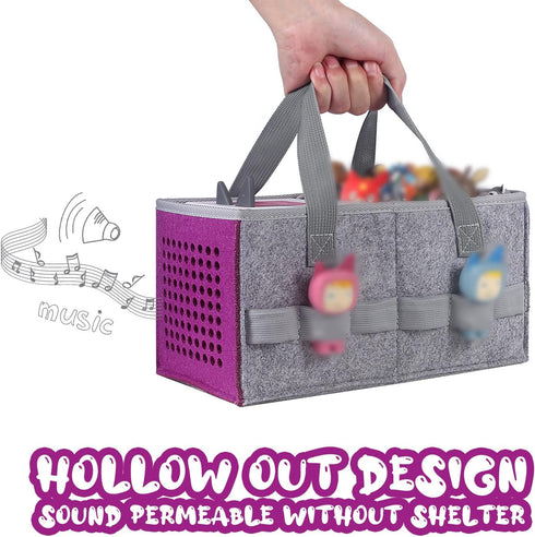 GISEO Set 2 Carrying Case for Tonies Starter & Storage Bag for Tonies Figurine, Felt Cloth Musical Toy Folding Bag