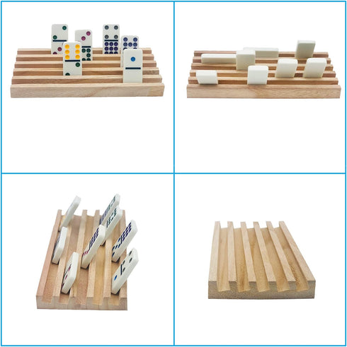 Set 8 12 Wooden Domino Trays/Racks of Mexican Train Domino Trays/Racks Double Tiles Holders Rack Domino Tiles Holders