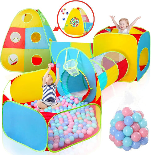 5Pack Kids Play Tent for Toddlers - Indoor Playground with 50 Balls, Foldable Pop Up Tents and Outdoor Playhouse