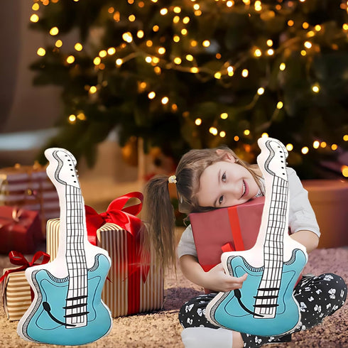 zxmbeddings 23.6" Guitar Plush Stuffed Guitar Throw Pillow Instrument Toy Gift for Kids,Blue
