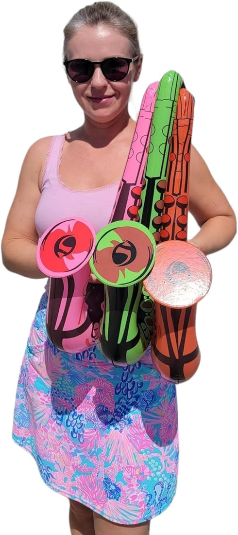 Colorful 22" Saxophone Inflates, 3 Colors Inflatable Musical Instrument for Pretend Play, Birthday Party DJ