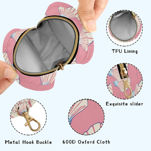 YETTASBIN Seashell Portable Pacifier Holder Case with Metal Hook Buckle & Zipper for Diaper Bag and Stroller, Versatile
