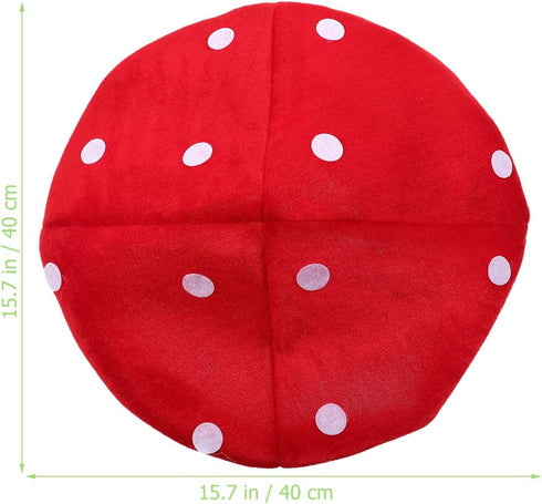 (40cm*40cm) NUOBESTY Kids Mushroom Hat Costume Accessory Red Plush Mushroom Hat Cartoon Party Costume for Festival