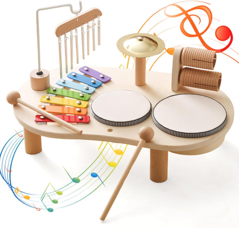 Promise Baby Musical Instruments, Wooden Percussion Instruments for Kids, Montessori Educational Toddler Toys