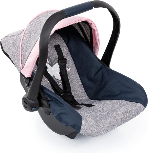 Bayer Design Dolls: Car Seat - Grey, Blue, Pink Butterfly - Fits