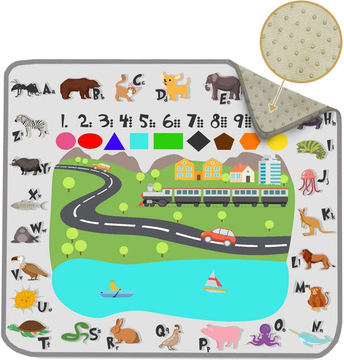 ReignDrop 54" XL Splat Mat for Under High Chair- Creative Design for Art Floor Cover, Food Spills for Baby or Toddler.