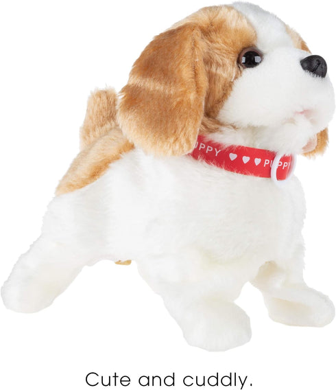 Happy Trails Interactive Plush Puppy Toy, Battery Operated Dog That Walks, Barks, and Does Back Flips