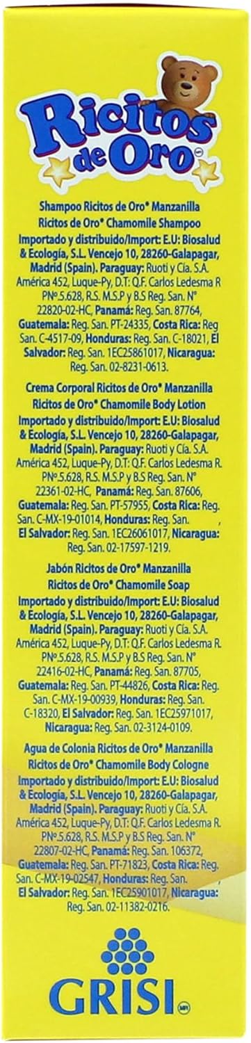 Ricitos de Oro Baby Kit, Chamomile, Hypoallergenic Products, Chamomile Shampoo, Bar Soap, Body Lotion, Body Cologne, 4 Products Inside, One Kit