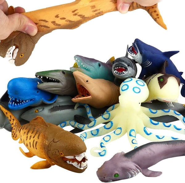 Ocean Sea Animal,8 Inch Rubber Bath Toy Set(8 Pack Random),Super Stretches Material