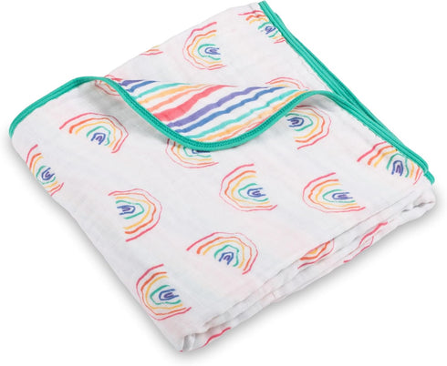 LollyBanks Muslin Baby Quilt, 100% Cotton 6-Layer Soft Baby Blanket for Boys