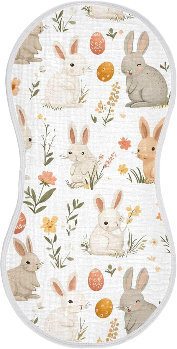 SEHANY Easter Cute Bunny Muslin Baby Burp Cloths,Extra Soft Absorbent Skin-Friendly Cotton Muslin