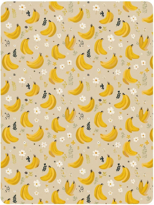 miaozhen 1 Pack 52x28 Cotton Baby Crib Sheets Soft Yellow Bananas Fruit Khaki Crib Mattress Sheet for Nursery Decor