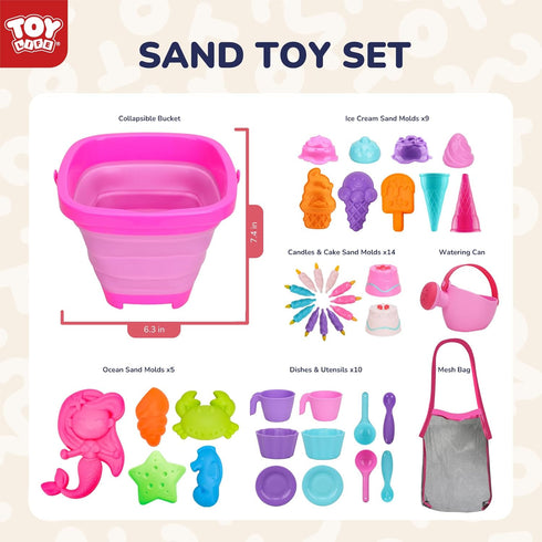 TOY Life Beach Toys, Sand Toys for Toddlers 1-3, Beach Bucket, Sand Castle Building Kit for Kids Ages 4-8, Summer Toys.