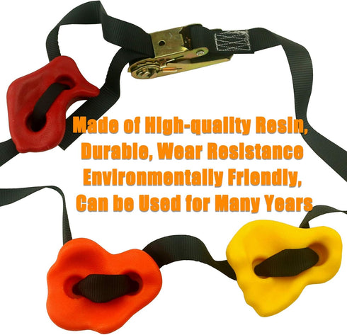 Ogrmar 15 Packs Ninja Tree Rock Climbing Holds Kits, 6 Ratchet Straps for Kids & Adults Outdoor Training