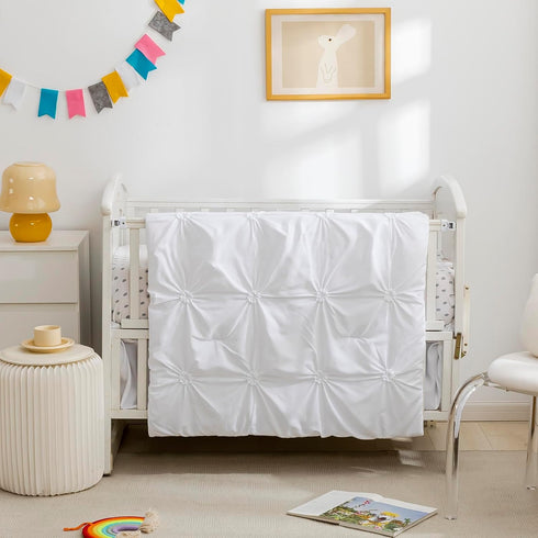 PINNKKU 3-Piece Crib Bedding Set for Boy Girls, Includes Crib Skirt, Blanket