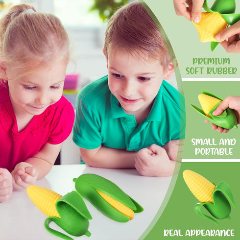 Zhanmai 4 Pcs Fake Banana Toy Soft Stress Relief Rubber Stretchy Fidget Toys for Little Ones (Corn Style)