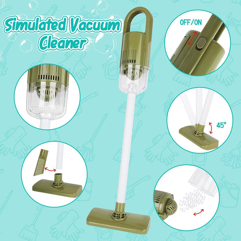 Set, 20 Set 3 4 5+Kids deAO Kids Cleaning PCS Pretend Play Housekeeping Supplies Kit ,Includes Real Working Vacuum