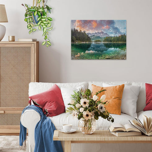 1000 Ravensburger - Eibsee Lake, Germany - Piece Jigsaw Puzzle - Stunning, Peaceful Lake at Sunrise - Majestic