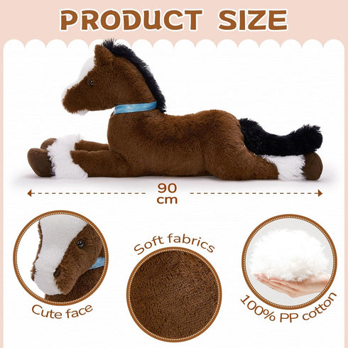 33 inches MaoGoLan Large Horse Stuffed Animal for Boy, Big Horse Plush Toy for Girl, Ridable Stuffy Pony for Kids