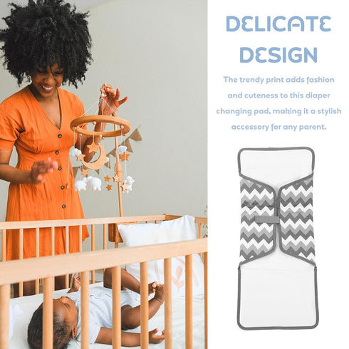 Portable Washable Diaper Changing Mat - Waterproof Newborn Changing Pad with Wave Design