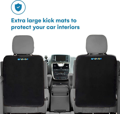 Enovoe Kick Mats Protector for Child - 2 Pack - Premium Quality Car Seat Back Cover Offers Waterproof Protection of Your Upholstery from Mud and Scratches - Seat Back Kick Protector for Kids by Enovoe