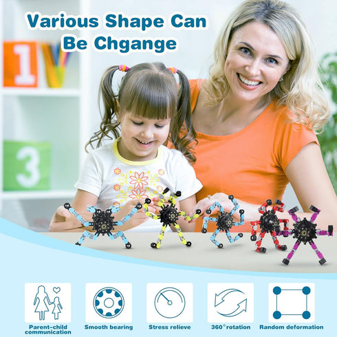 64 Pack 8-13 Transformable Fidget Spinner Toys for Kids and Adults, Funny Stress Relief Sensory Fidget Toys for Girls