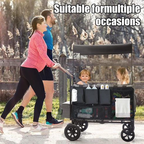 Abnaok Stroller Wagon Cargo Net, Large Capacity Mesh Storage Bag with Sorting Pockets, Compatible with WONDERFOLD