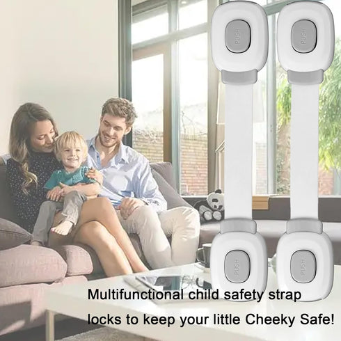Fursafe&Q Baby Cabinet Locks, Child Safety Proofing Strap Locks for Drawers, Fridge, Ovens, and Toilets (Grey, 2 Pack)