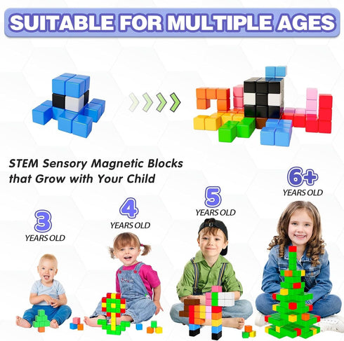 3+ 3-5 4-8 Apluses Magnetic Blocks, Magnet Building Toys for Toddlers, Preschool Sensory Autism STEM Toys for Year Old